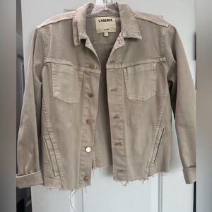 L’Agence Janelle Slim Cropped Jean Jacket with Raw Hem